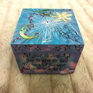 NWT Handpainted + Motivational Wooden Storage Box